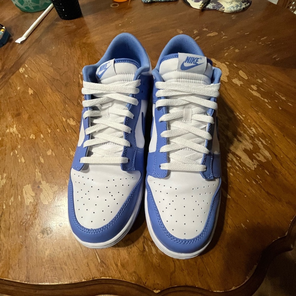 Nike Dunk White and Blue Athletic Shoes